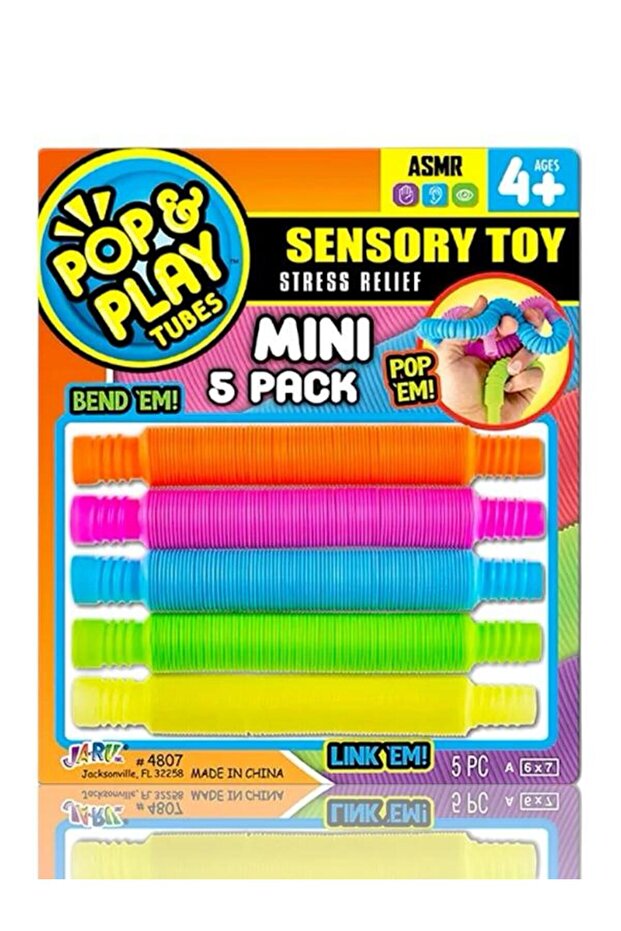 S02004807 POP & PLAY TUBES لعبة الضغط الحسي مجموعة ألعاب صغيرة مكونة من 5 قطع