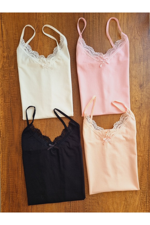 Women's 4 Pack Lace Cotton String Tank Top