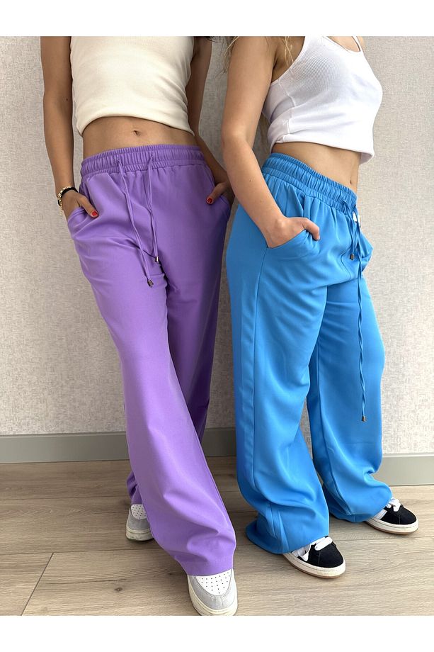 Neon Baggy Yüksek Bel Esnek Bol Paça Eşofman Altı - 2