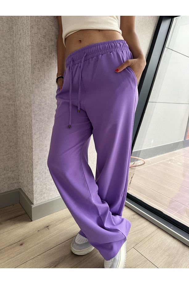 Neon Baggy Yüksek Bel Esnek Bol Paça Eşofman Altı - 5