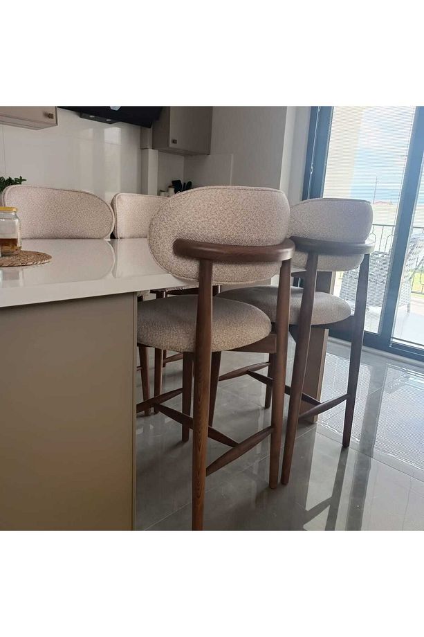 Norte (2 ADET) Ahşap Bar Sandalyesi - Ahşap Ada Mutfak Sandalyesi - 4