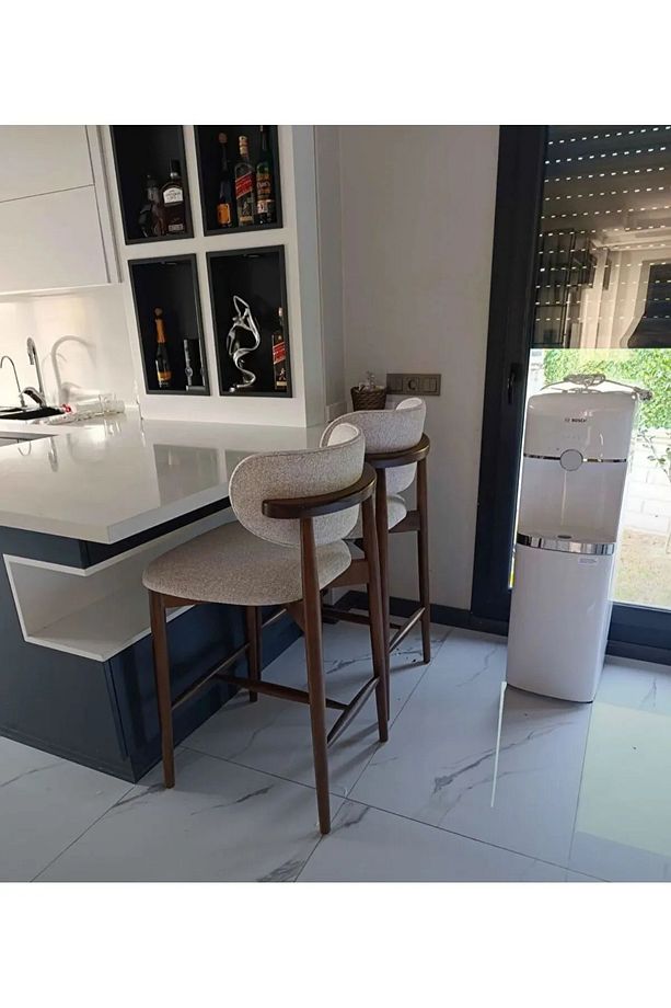 Norte (2 ADET) Ahşap Bar Sandalyesi - Ahşap Ada Mutfak Sandalyesi - 5