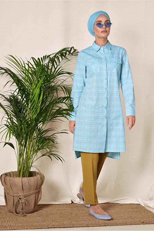 مربعة منقوشة زر تونيك 4980 - 2