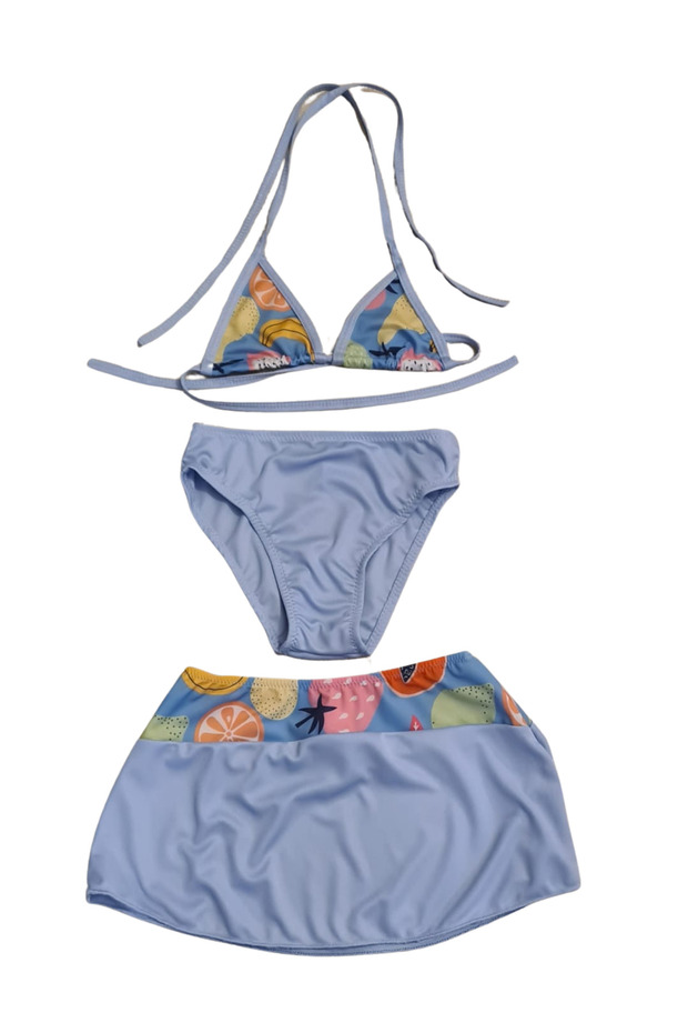Glowzia Light Blue Kids Skirted Bikini Set