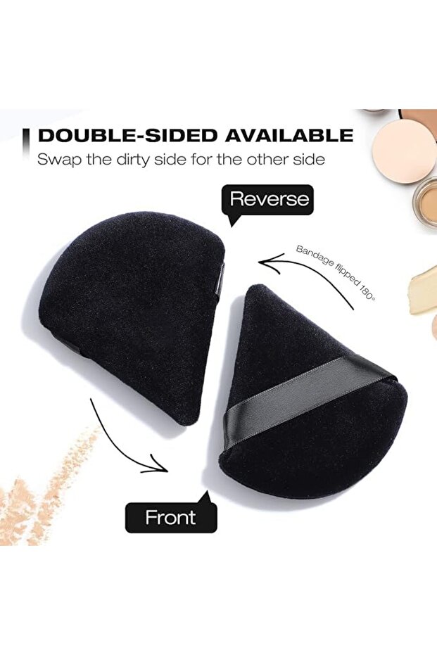 Soft Fluffy Washable Triangular Makeup Sponge with Strap (4-Pack) - 7