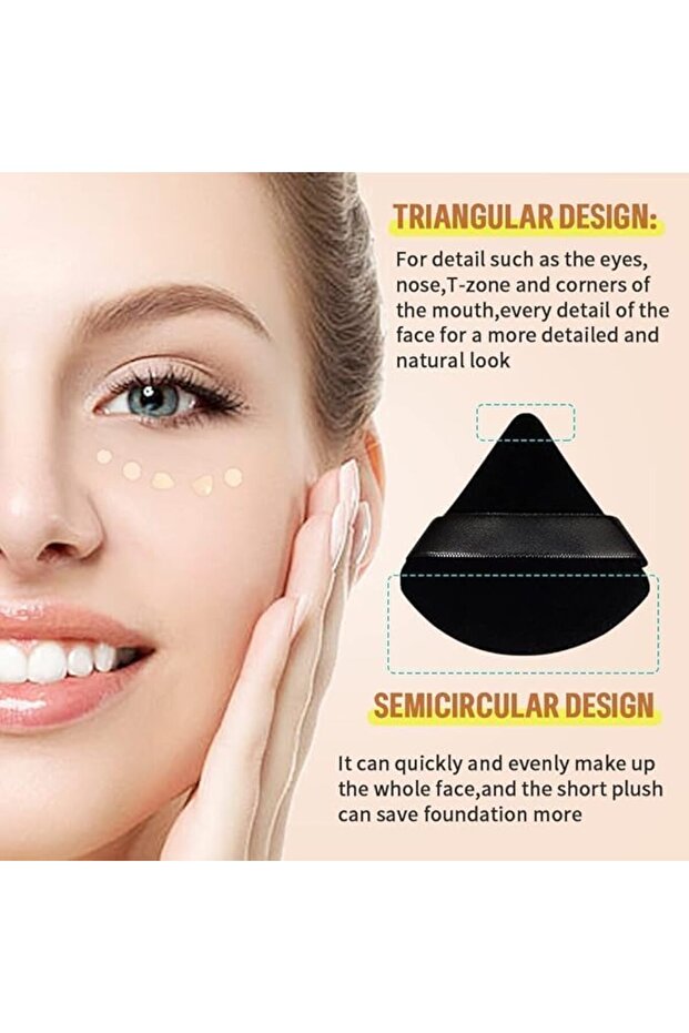 Soft Fluffy Washable Triangular Makeup Sponge with Strap (4-Pack) - 4