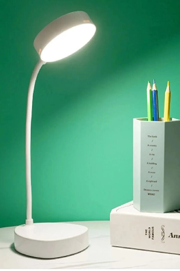 Keyfi Sepet Şarjlı 20 Led Çalışma Okuma Işığı Kademeli Masa Lambası Ayarlanabilir Renk Tonu Parlaklık