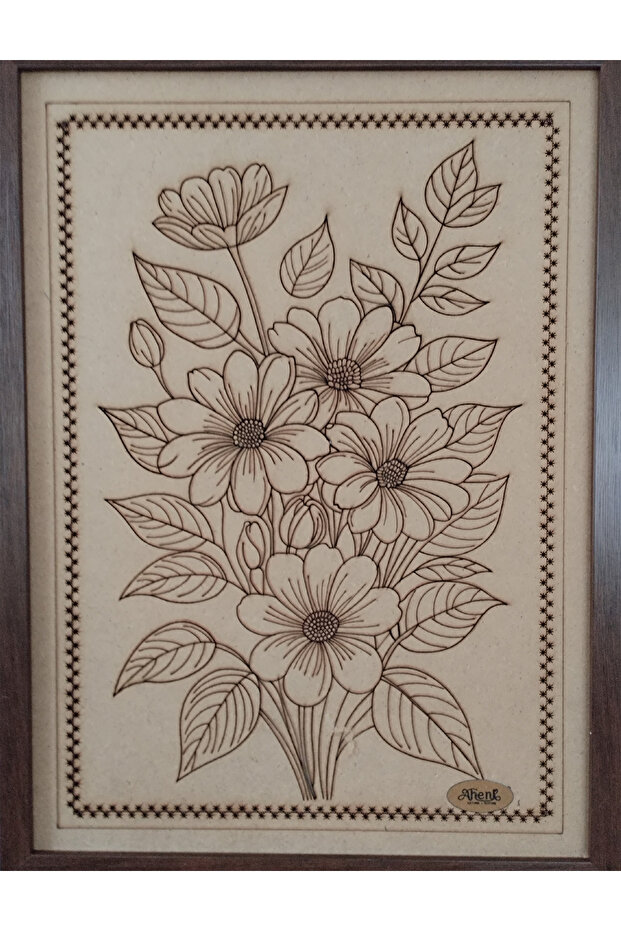 SESSİZ ÇİÇEKLER - 37X47 AHŞAP ÜZERİNE YAKMA TABLO - 4