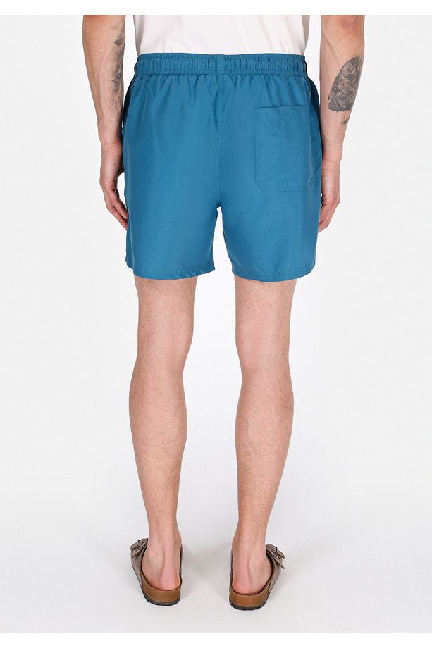 Slim Fit Düz Erkek Mavi Deniz Şortu - 2