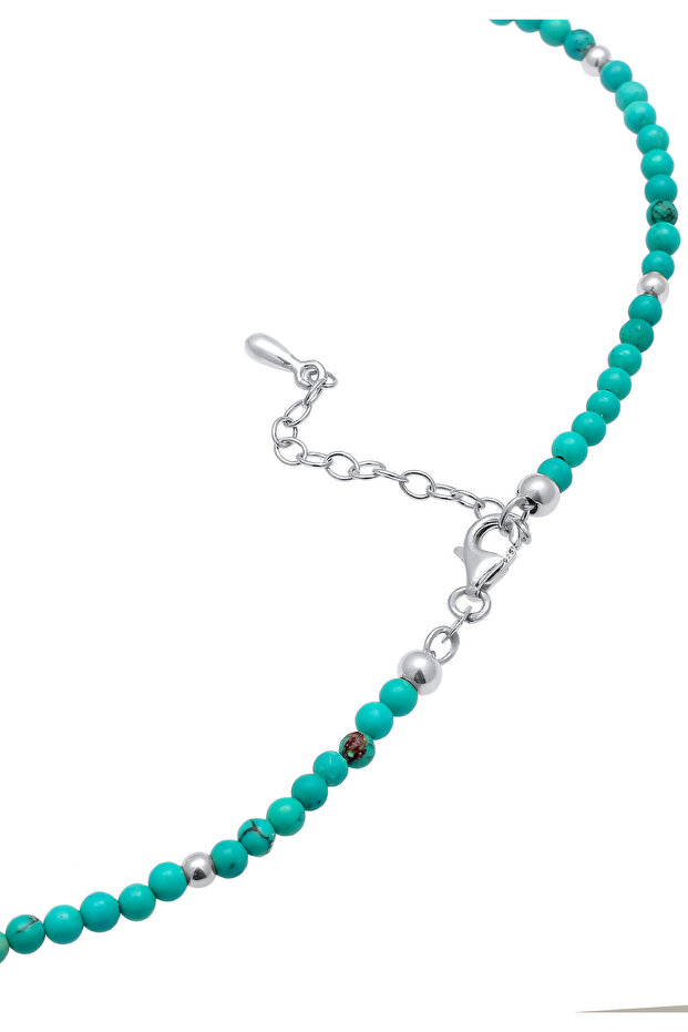 Dámský náhrdelník Choker Howlith Balls Turquoise Boho ze sterlingového stříbra 925 - 5