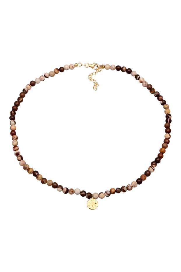 Dámský náhrdelník s perlovými destičkami v boho stylu s jaspisem ze sterlingového stříbra 925, pozlacený - 3