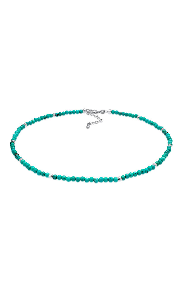 Dámský náhrdelník Choker Howlith Balls Turquoise Boho ze sterlingového stříbra 925 - 1