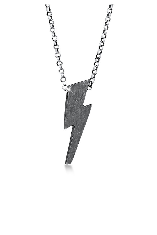 Pánský náhrdelník s přívěskem blesk, oxidovaný, použitý vzhled, trendy, stříbro 925 - 1