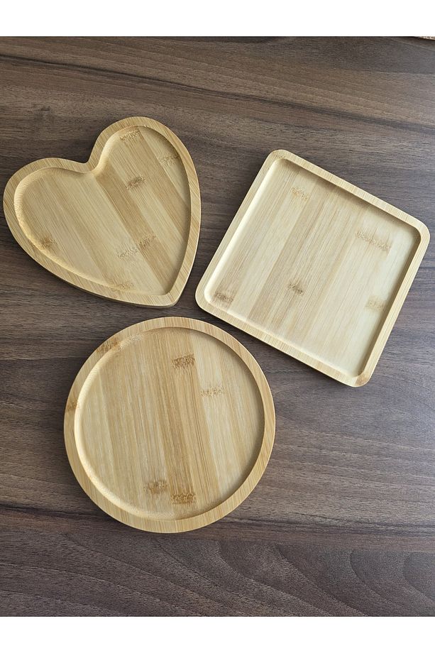 Bambu Ahşap Sunum Tabağı 3’lü Set – | Sunumluk Tabak Çerezlik Servis Ve Kahvaltı Tabak - 2