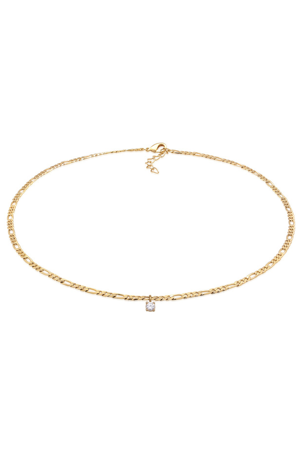 Colier de damă Solitaire cu pandantiv auriu și cristale de zirconiu - 1