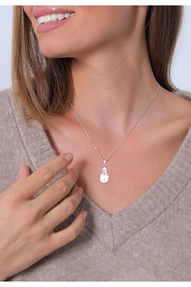 Dámský elegantní náhrdelník s přívěskem Infinity s kultivovanou sladkovodní perlou a krystaly z 925 sterlingu - 6