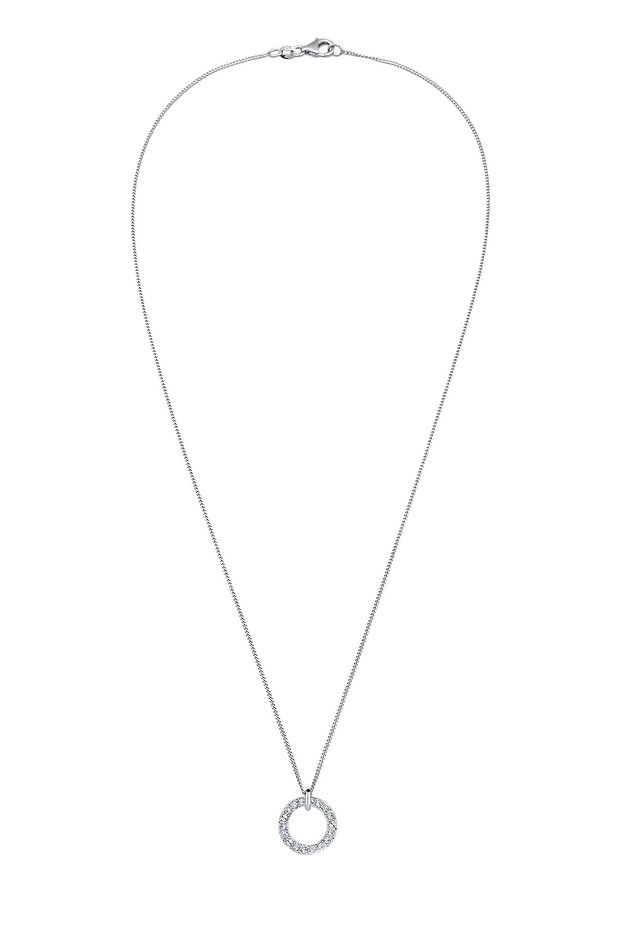 Dámský náhrdelník s geometrickým kruhovým přívěskem a krystaly ze sterlingového stříbra 925 - 3