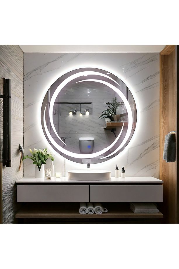 Flux Beyaz Led'li Lazer Kumlamalı Lavabo & Banyo Aynası (Dokunmatik Sensörlü) - 2