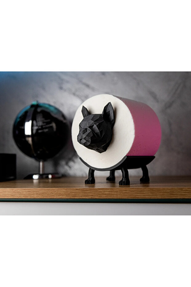 Toilet Paper Holder with Frenchie Figure
