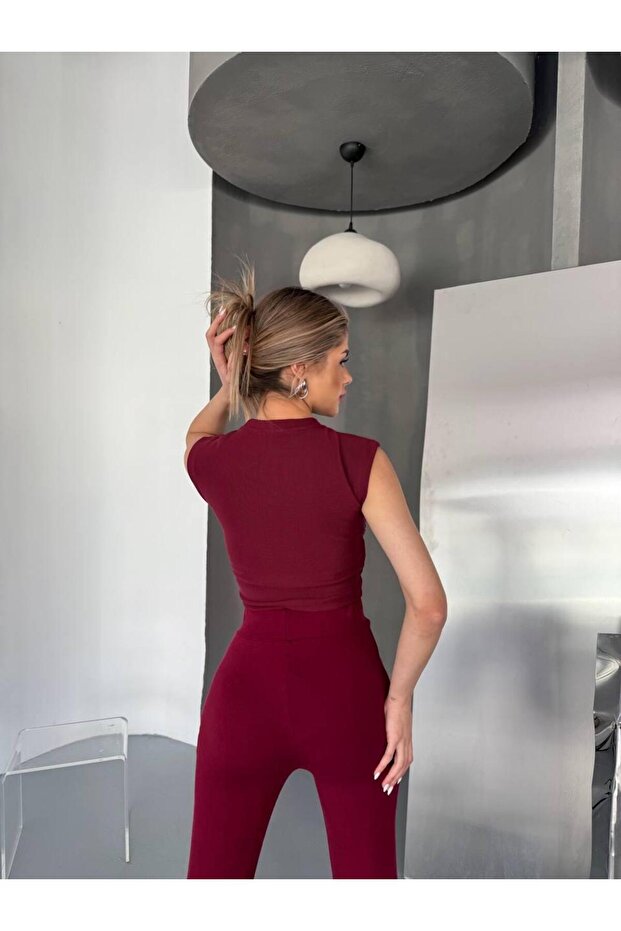 Kadın Taşlı Crop - 4