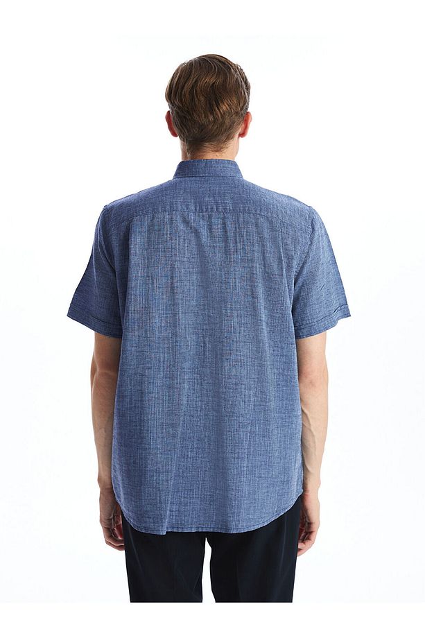 Regular Fit Keten Karışımlı Erkek Gömlek - 4
