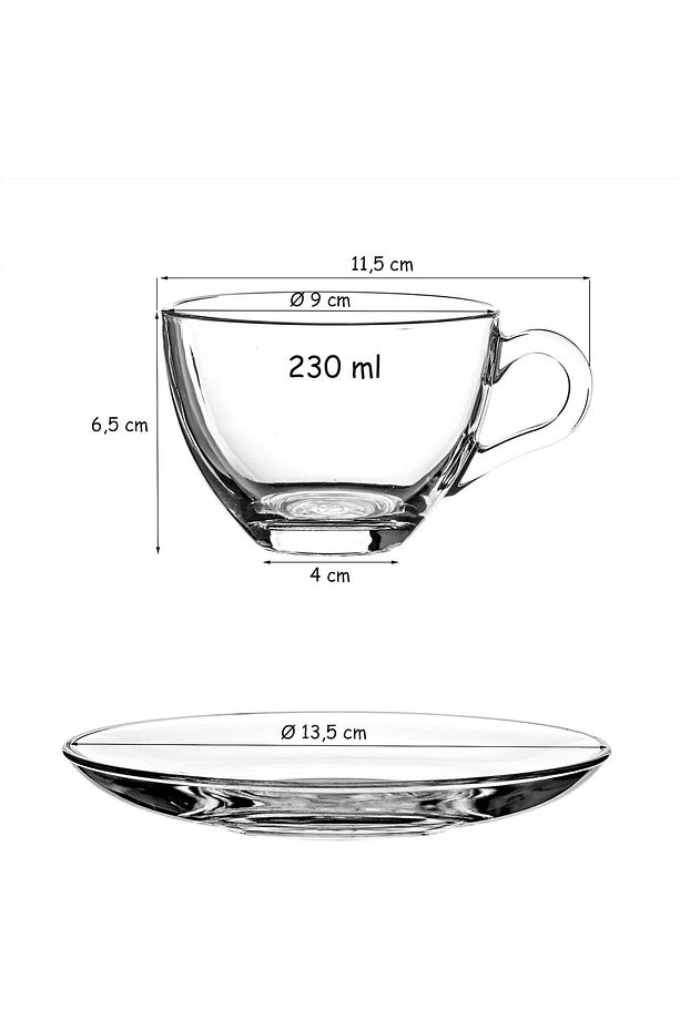 Basic 6lı Set Çay Kahve Büyük Fincan Bardak Takımı 238 ml - 12 Parça - 6 Kişilik - 97948 - 5