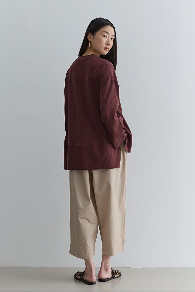 Kalın Katlamalı Sweatshirt Bordo - 7