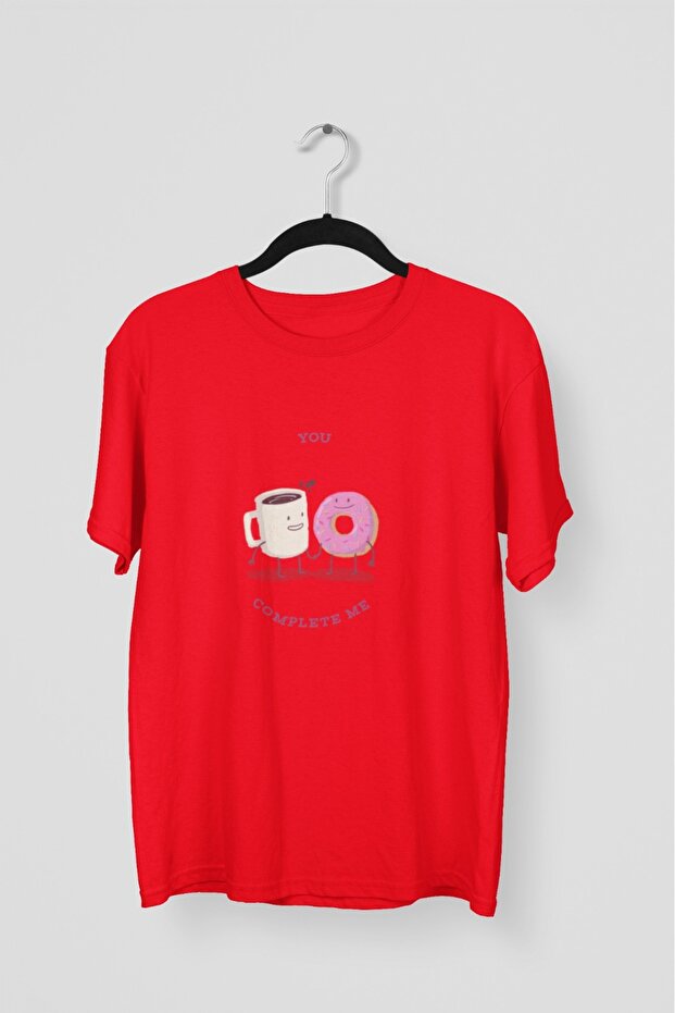 Men/Women -You Complete Me- Transfer Printed Round Neck Short Sleeve Tee
