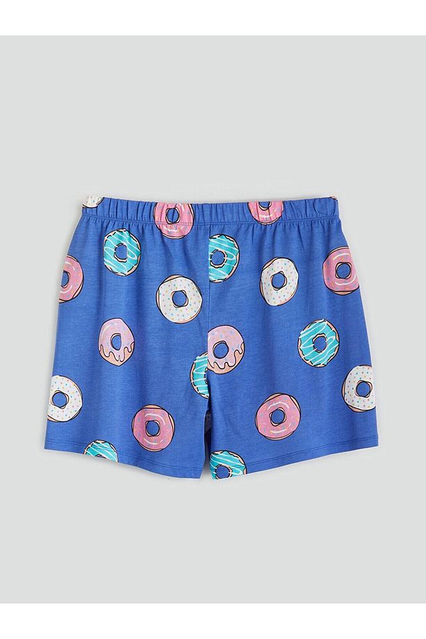 LCW Young Bisiklet Yaka Desenli Kadın Şortlu Pijama Takımı (S5) - 5