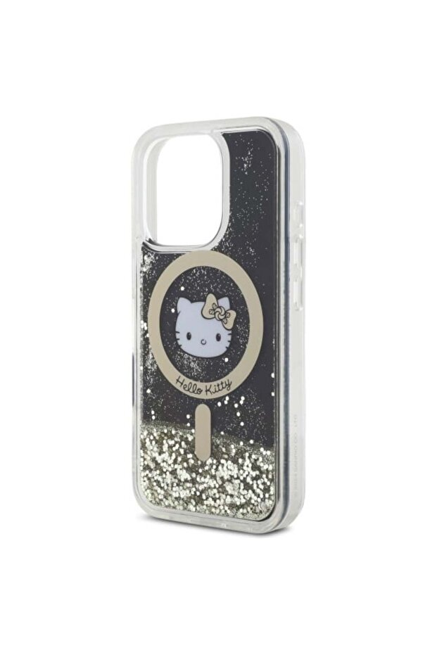 Case for iPhone 16 Pro, Hardcase Liquid Glitter, Hello Kitty - Black - 4