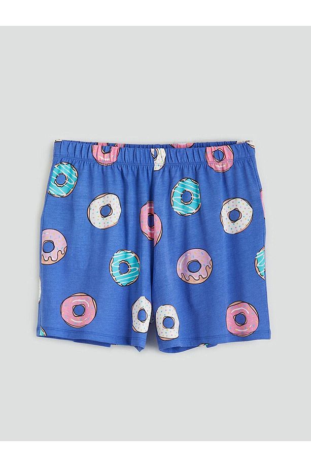 LCW Young Bisiklet Yaka Desenli Kadın Şortlu Pijama Takımı (S5) - 3
