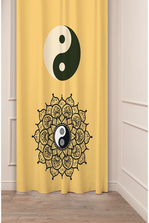 Yin Yang Mandala Felsefi Hippi İyilik İçinde Kötülük Kötülük İçinde İyilik (Tek Kanat) Fon Perde - 1