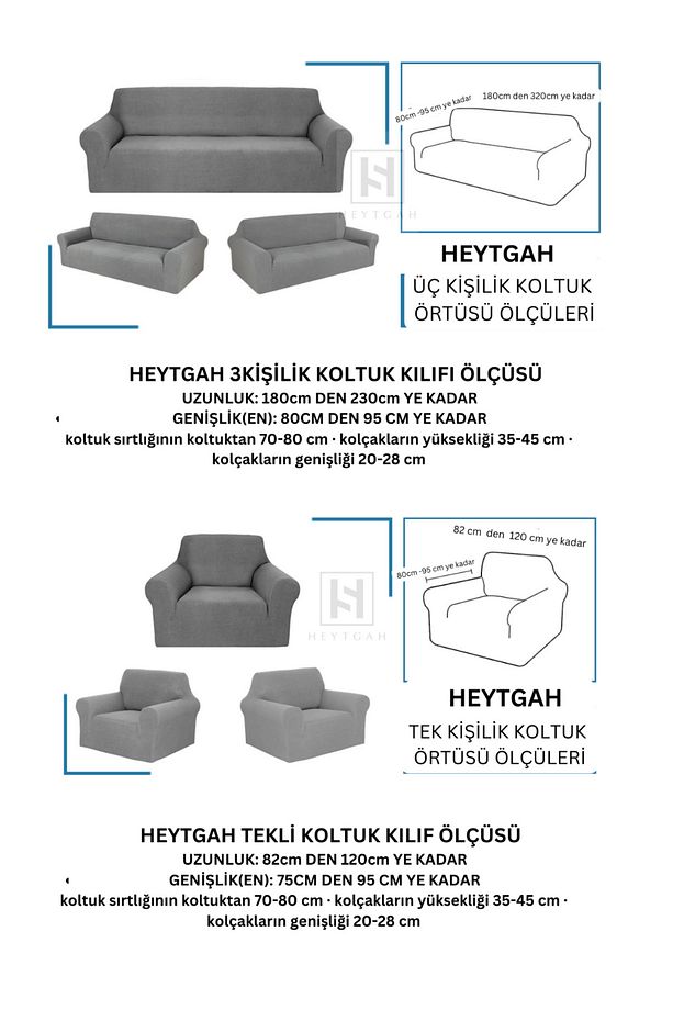 Haki 3+3+1+1 Arlisa Jakarlı Koltuk Örtüsü Takımı - 4