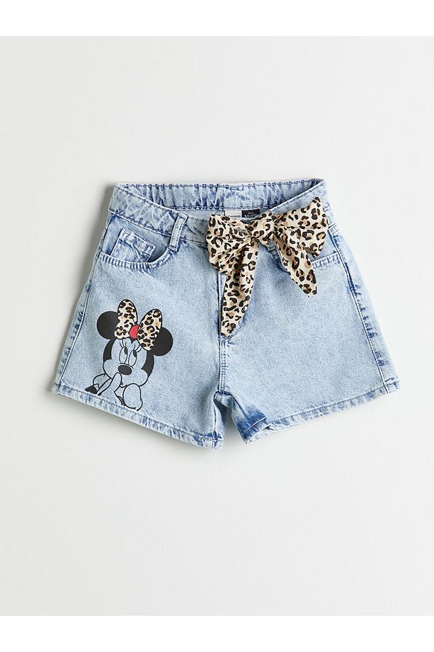 Minnie Mouse Baskılı Kız Çocuk Jean Şort - 1