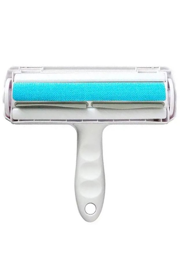 Animal Hair Collection Brush, Empty Button, Rectangular Shape, Blue