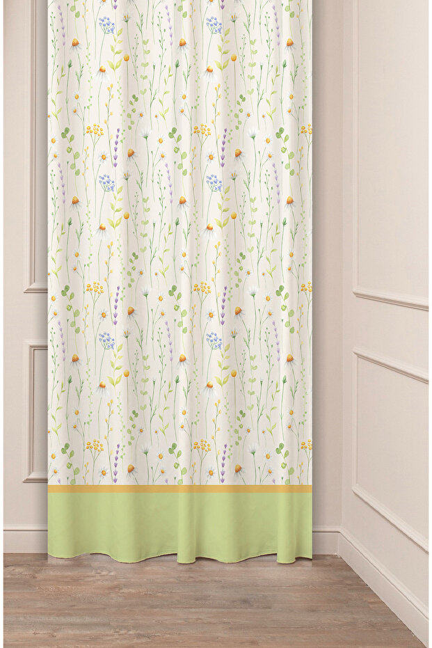 Special Design Flower Leaf Ancient Line Ethnic Patterned Digital Printed (Single Wing) Modern Stylish Background Curtain