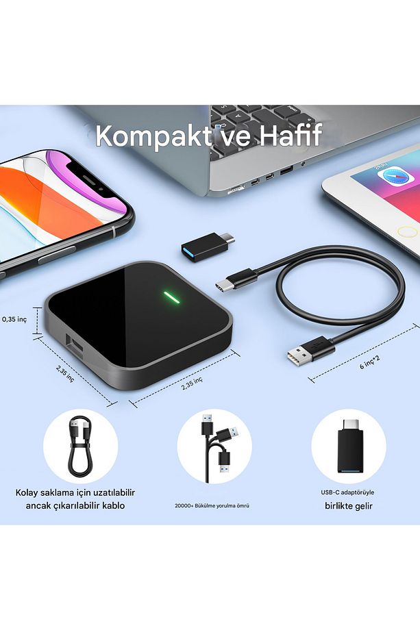 Carplay & Android Auto Kablosuz Adaptör 4GB RAM+64GB ROM Youtube Netflix Video Oynatma Kutusu Ai Box - 7