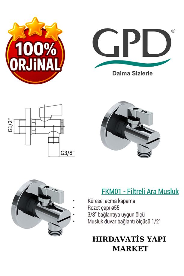 MTE120 -Adrio Serisi Tek Gövde Evye Mutfak Bataryası-2Adet FKM01 Filitreli Ara Musluk-GPD - 5