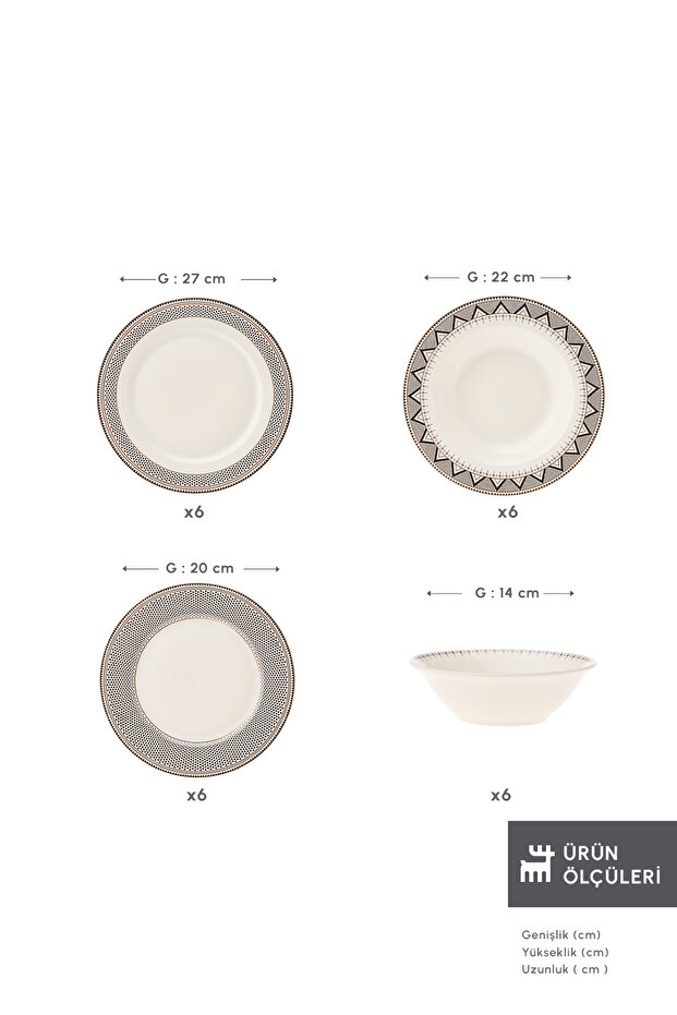 Elegance Bone Globe 24 Parça 6 Kişilik Yemek Takımı - 2