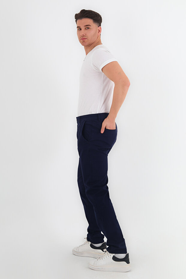 Lacivert Regular Fit Basic Chino Esnek Gabardin Pantolon TMNSS25PL00019 - 7