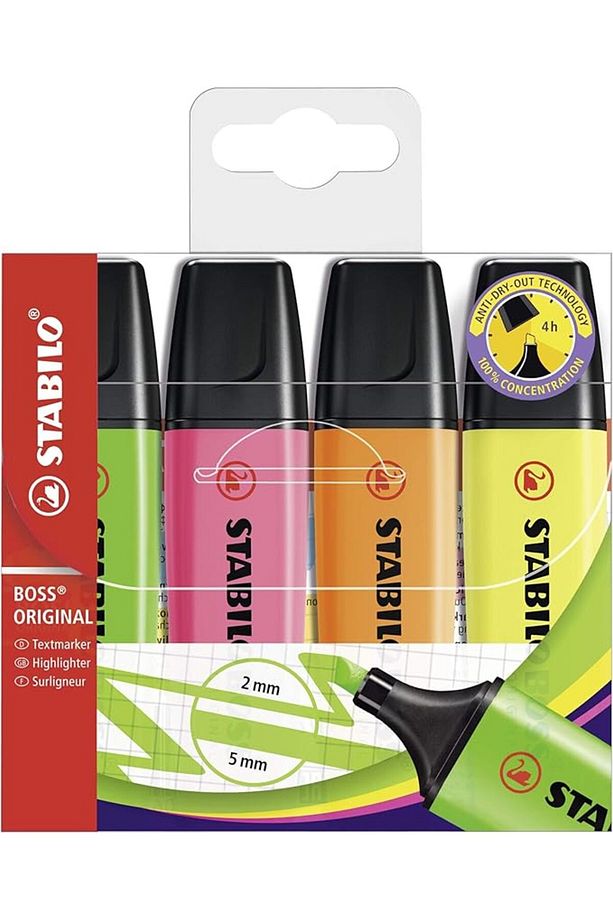 - İşaretleme Kalemi - BOSS ORIGINAL - 4'lü Paket - Çeşitli Renkler - 1