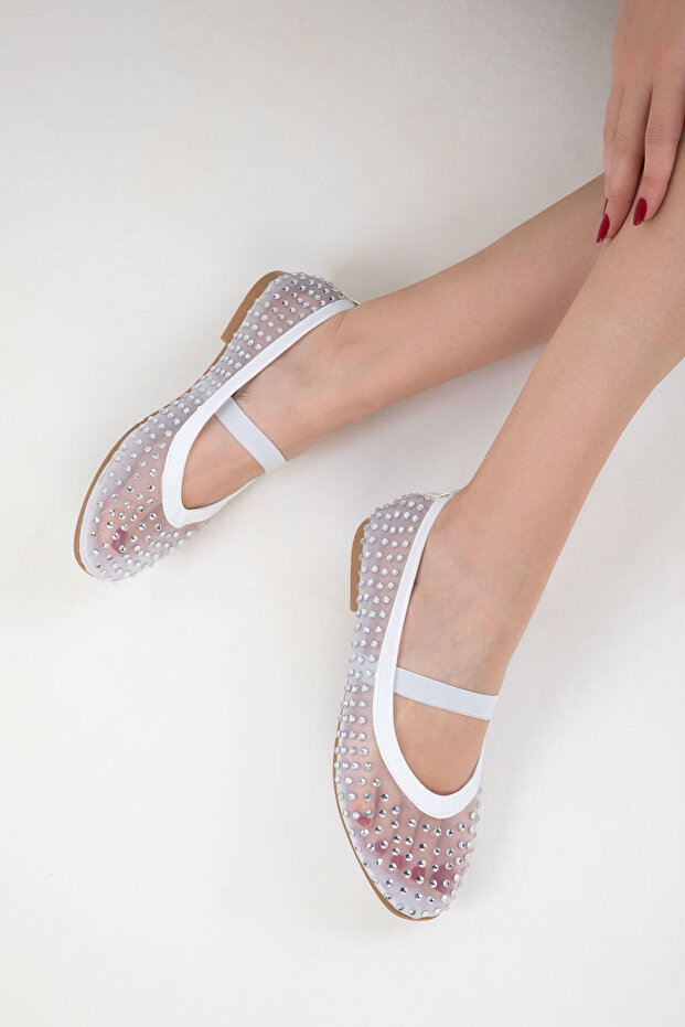 White Women's Ballerinas 20482