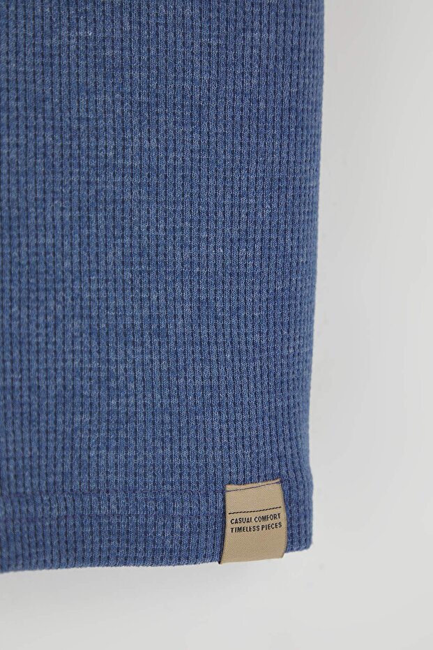 Indigo Oversize/Geniş Kesim Renk Bloklu Dokulu T-Shirt TMNSS25TS00065 - 6