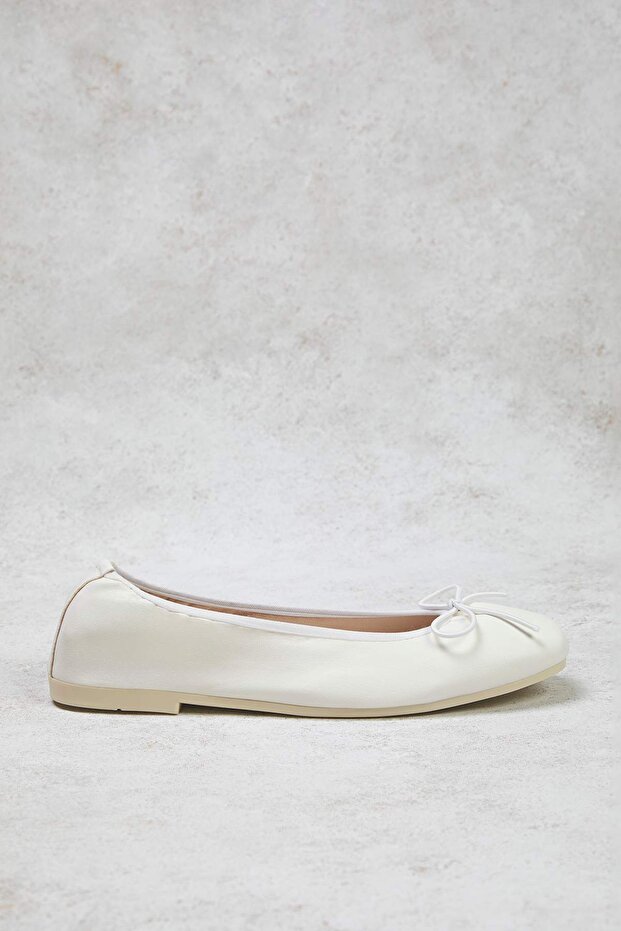 Białe*001 Kokarda składana elastyczna podeszwa damskie baleriny TAKSS25BE00016 - 4