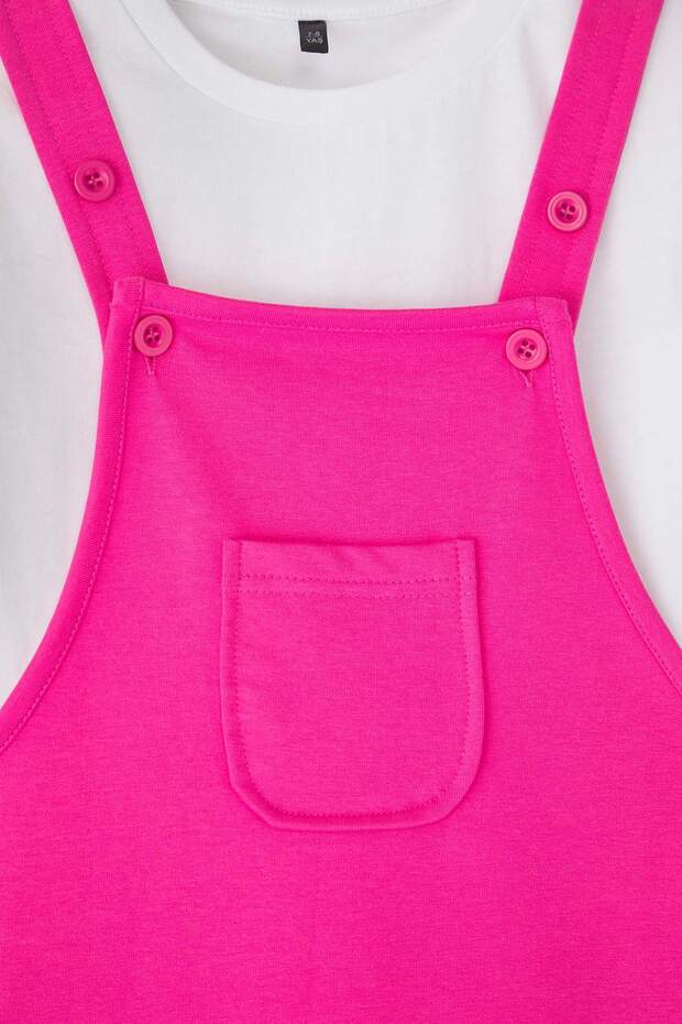 Fuşya Kısa / Mini Düz Örme Elbise TKDSS25EL00045 - 4