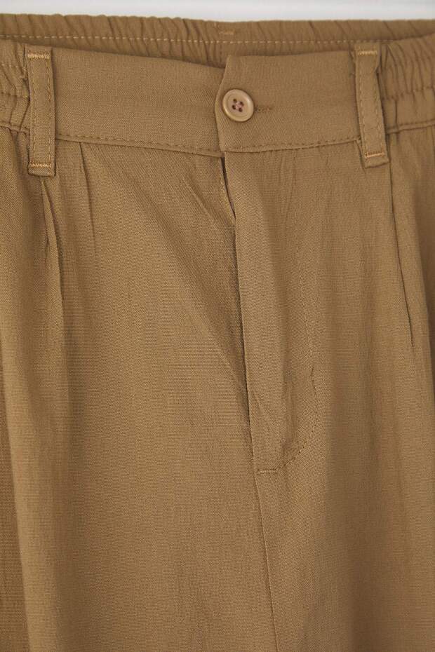 Bej Wide Leg Bol Kumaş Baggy Pantolon TMNSS23PL00039 - 10
