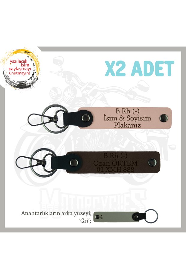 Custom Name Plate for Speed ​​Lovers, B- Blood Type Written Gift X2 Keychain, Yavruağzı-K Coffee-Gr