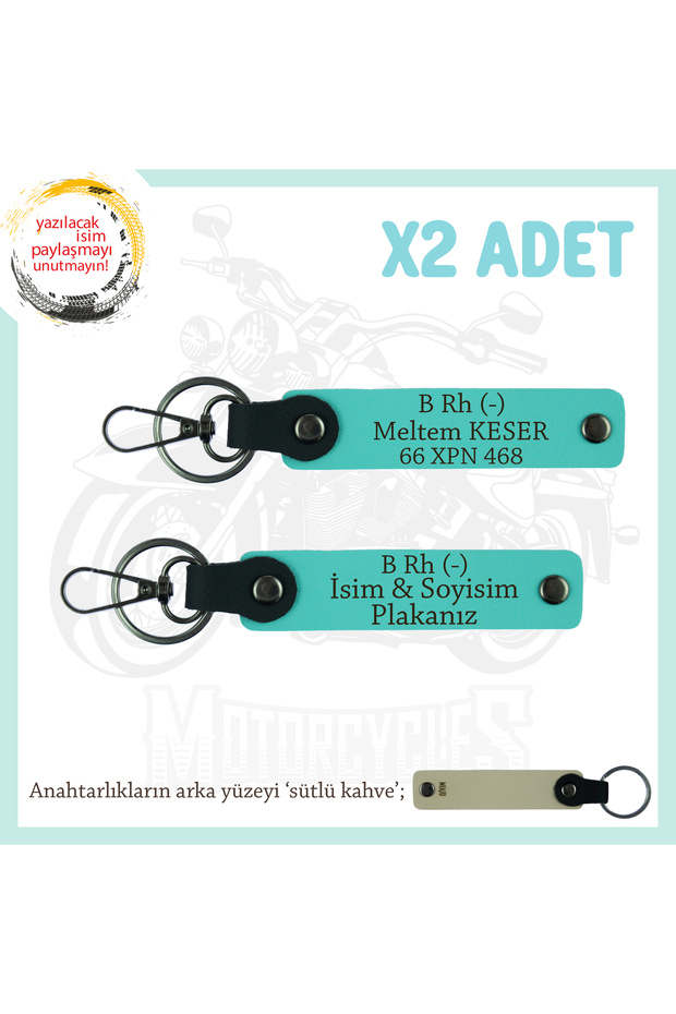 Engine Plate, in the Name Keychain! Name Plate, B Rh (-) Blood Group Written X2 Keychain, Turquoise-Sk
