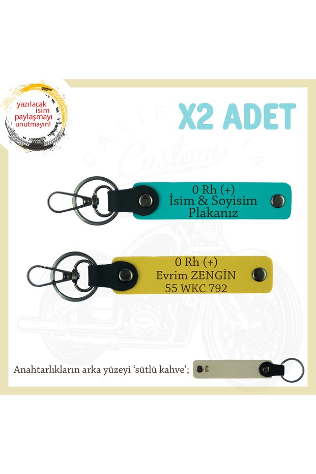 Speed Lovers' Custom Name Plate and 0 Rh (+) Blood Type Lettering X2 Keychain Gift, K Turquoise-Yellow-Sk