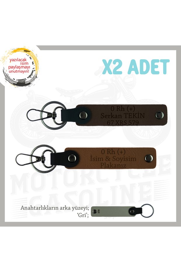 Meaningful Gift with Name Plate and 0 + Blood Type Written X2 Keychain, Coffee-K Coffee-Gr, Motor Lovers